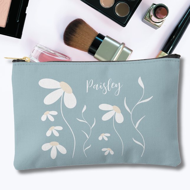 Daisy Makeup Pouch - Floral Botanical Green Bag (Creator Uploaded)