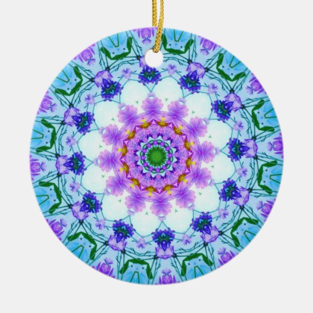 Daisy Mandala Ceramic Ornament (Front)