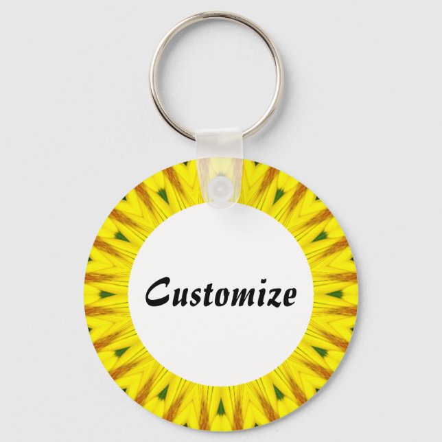 Daisy Mandala Template 16 Key Ring (Front)