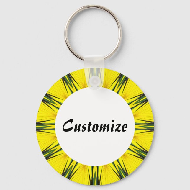 Daisy Mandala Template 29 Key Ring (Front)