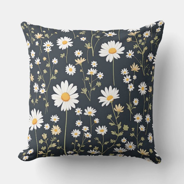 Daisy Meadow Floral Pattern.Modern Outdoor Cushion (Front)