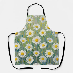 Daisy Meadow Impressionist Floral Pattern Apron