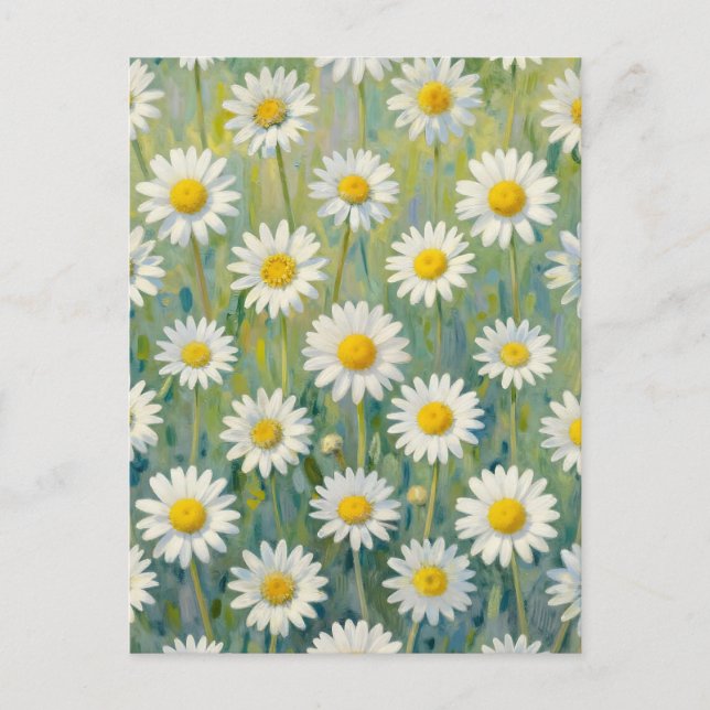 Daisy Meadow Impressionist Floral Pattern Postcard (Front)