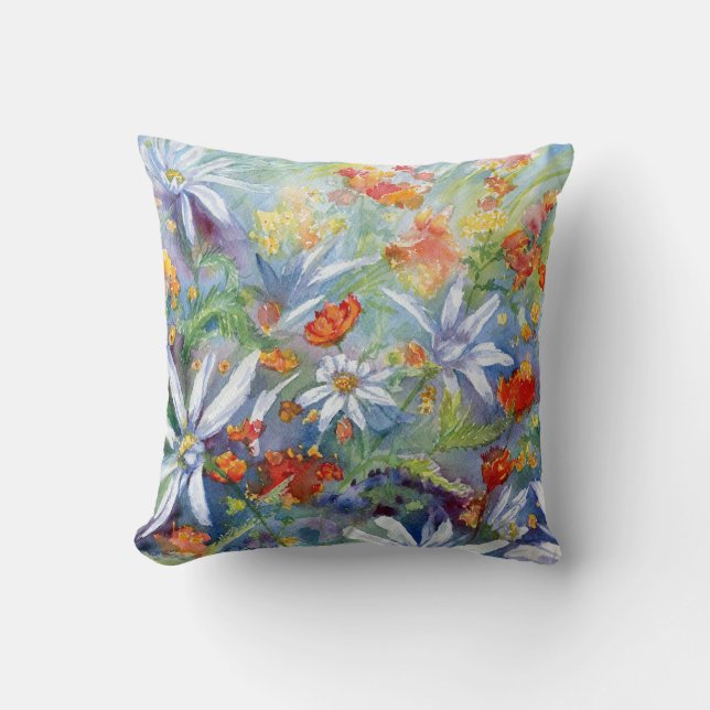 Daisy Meadow Throw Pillow (Front)