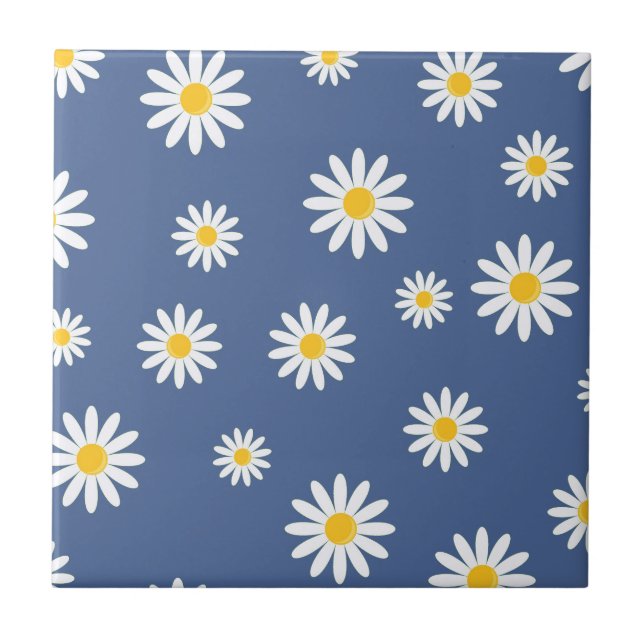Daisy Meadows Blue Ceramic Tile (Front)