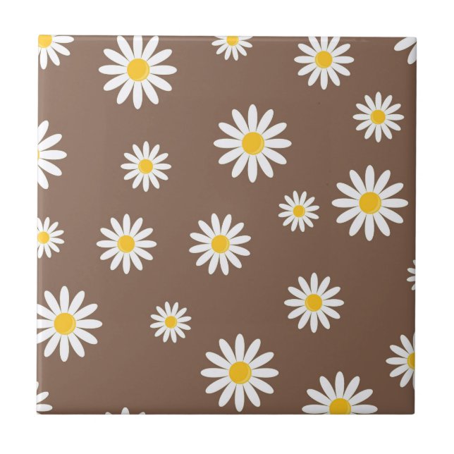 Daisy Meadows Earthy Brown Ceramic Tile (Front)