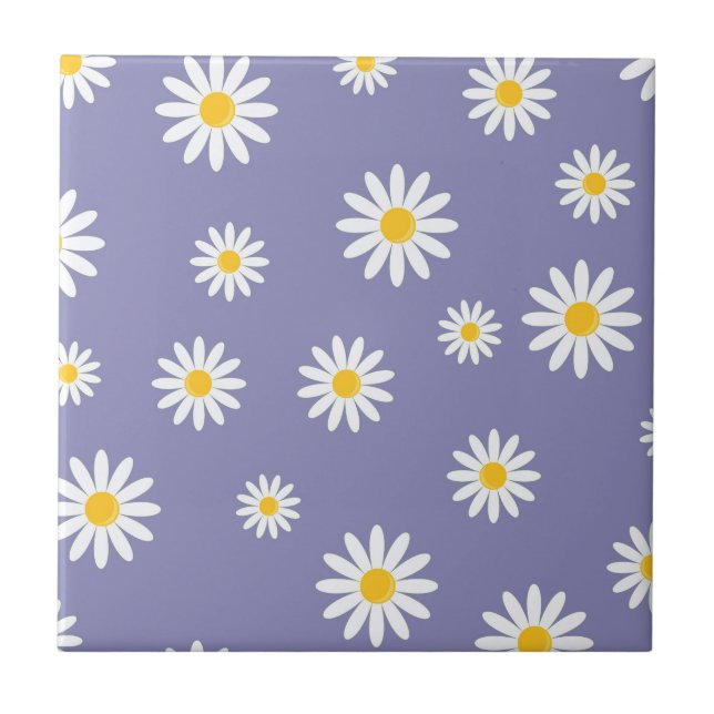 Daisy Meadows Purple Ceramic Tile (Front)