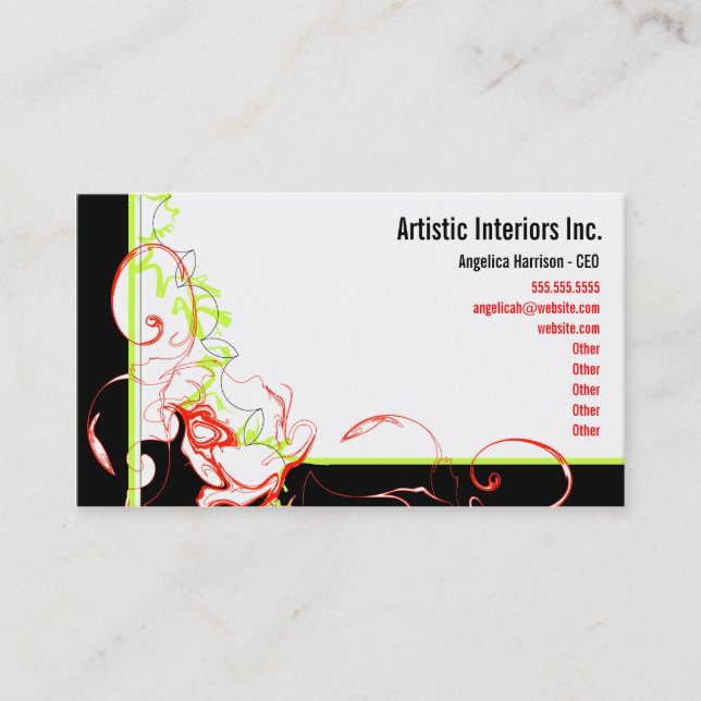 Daisy Mod - Red & Green Business Card (Front)