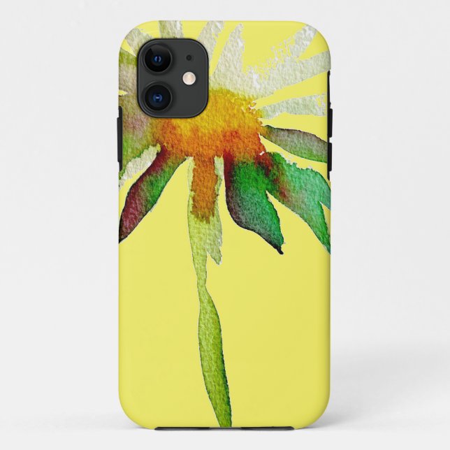 Daisy modern art flower on yellow Case-Mate iPhone case (Back)