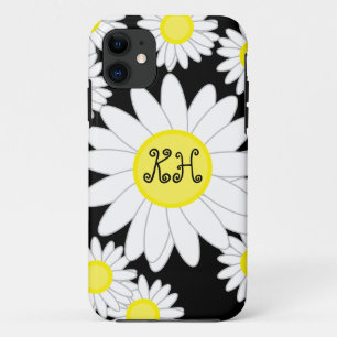 Daisy Monogram Black White and Yellow iPhone 11 Case