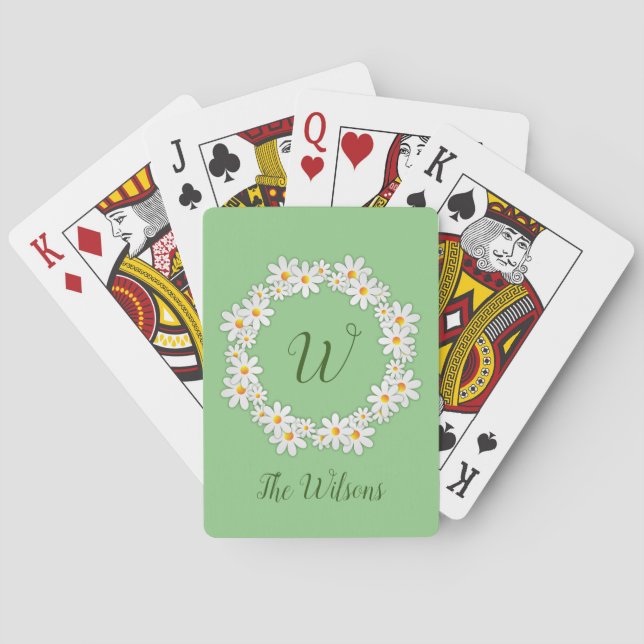 Daisy Monogram Deck Floral Playing Cards (Back)
