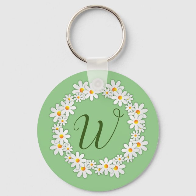 Daisy Monogram Green Keychain   (Front)