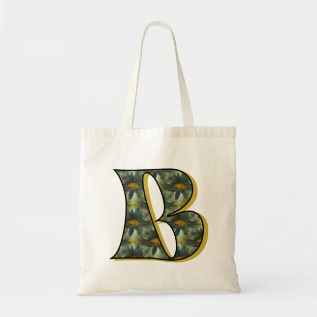 Daisy Monogram Initial B Tote Bag (Front)