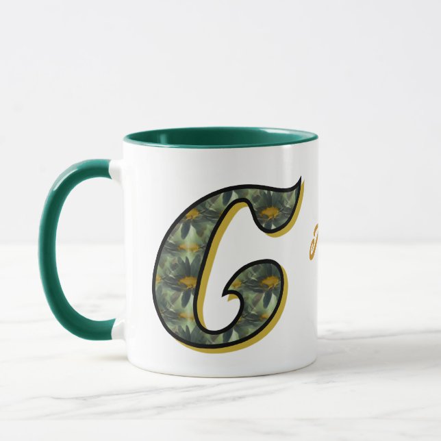 Daisy Monogram Initial C Personalised Mug (Left)