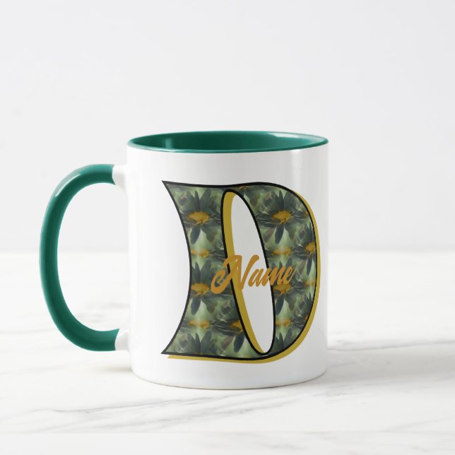 Daisy Monogram Initial D Personalised Mug (Left)