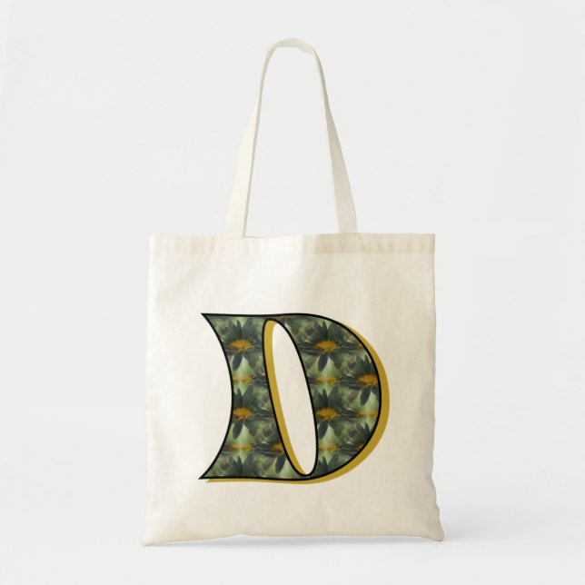 Daisy Monogram Initial D Tote Bag (Front)
