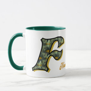 Daisy Monogram Initial F Personalised Mug