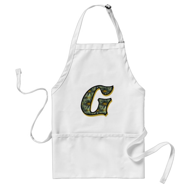 Daisy Monogram Initial G Standard Apron (Front)