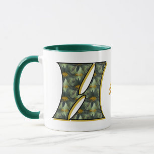 Daisy Monogram Initial H Personalised Mug