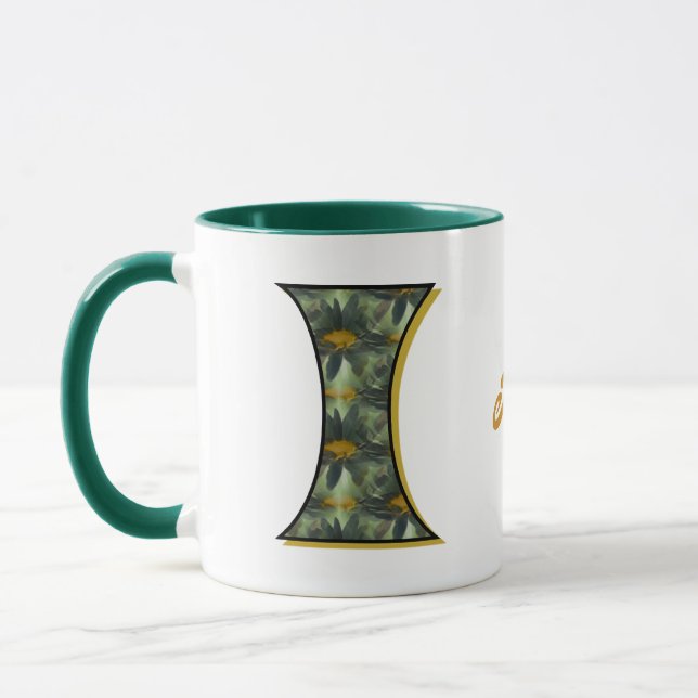 Daisy Monogram Initial I Personalised Mug (Left)