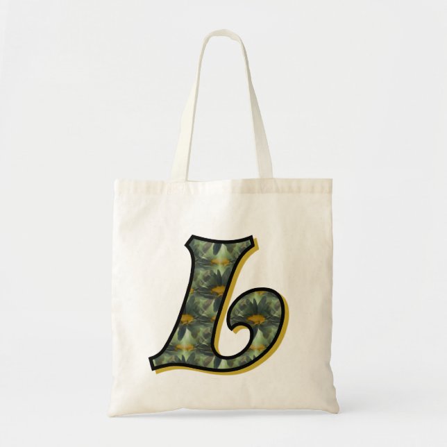 Daisy Monogram Initial L Tote Bag (Front)