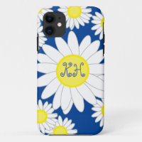 Daisy Monogram Navy Blue White and Yellow