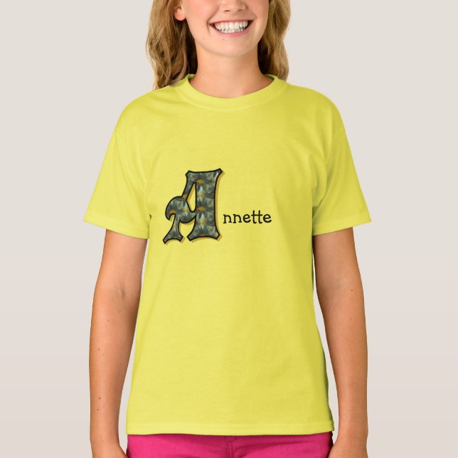 Daisy Monogram Your Name Initial A T-Shirt (Front)