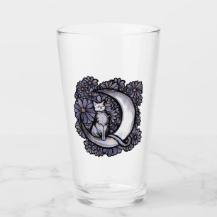 Daisy Moon Cat Art Floral Moonchild Cats           Glass