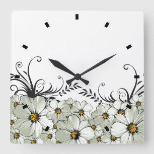 Daisy Morning Square Wall Clock
