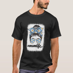 Daisy Mum Life Mum Bun Hair Sunglasses Mother's Da T-Shirt
