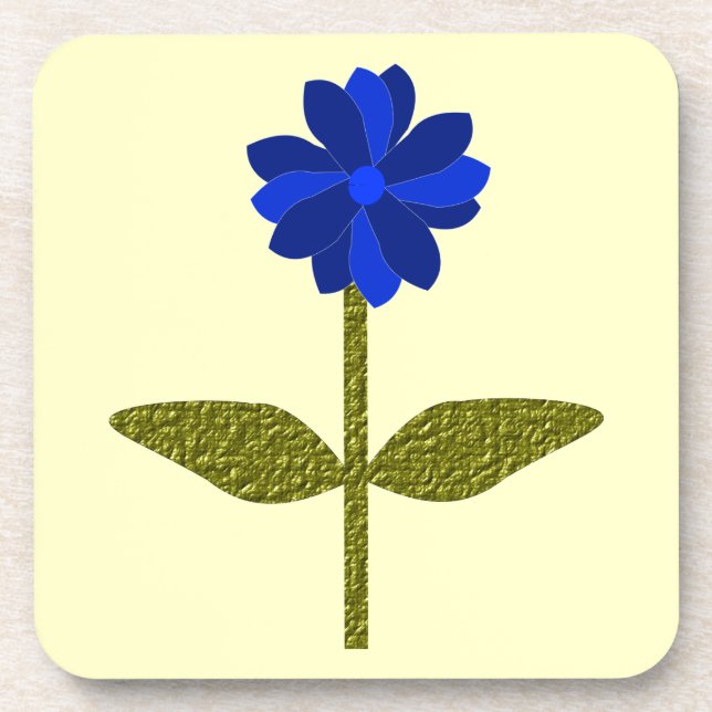 Daisy Ocean Blue Cork Coaster (Front)