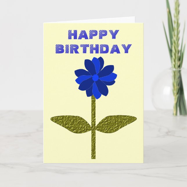 Daisy Ocean Blue Customisable Birthday Card (Front)
