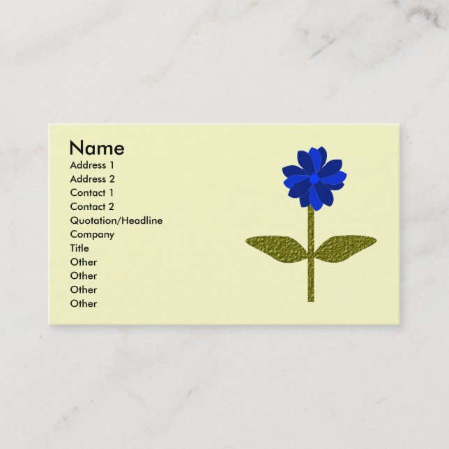 Daisy Ocean Blue Customisable Business Card (Front)