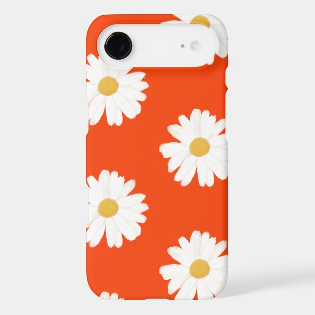 Daisy Oil Paint Style Flower Pattern Girly Orange (Back)