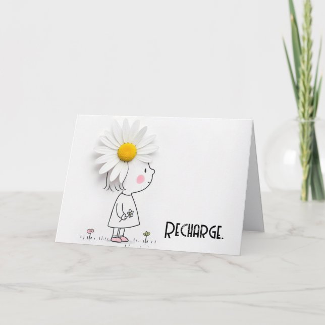 Daisy On a Little Girl With Inspirational Quote Card (Front)
