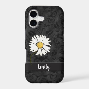 Daisy on Black Damask Case-Mate iPhone Case