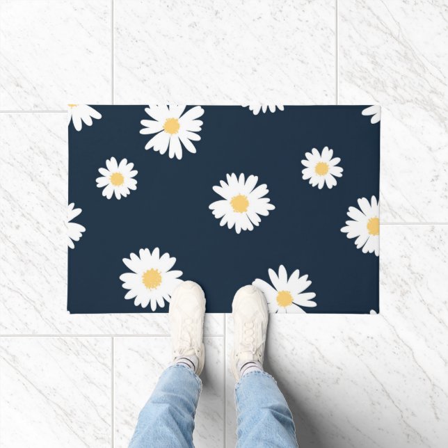 Daisy On Blue Pattern Doormat (Indoor)