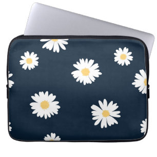 Daisy On Blue Pattern Laptop Sleeve