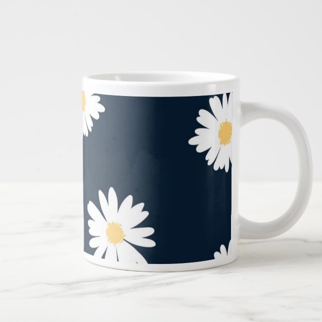 Daisy On Blue Pattern Large Coffee Mug (Right)