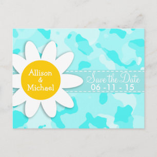 Daisy on Celeste Camo; Camouflage Announcement Postcard