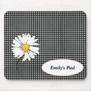 Daisy on Gingham with Name Mouse Pad