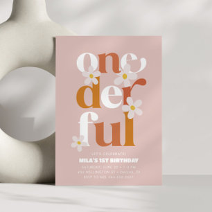 Daisy Onederful Modern Boho 1st Birthday Invitation