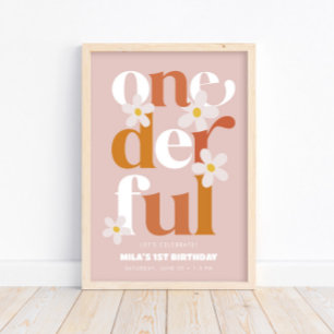 Daisy Onederful Modern Boho 1st Birthday Poster
