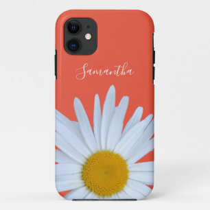 Daisy Orange Elegant White Script iPhone 11 Case
