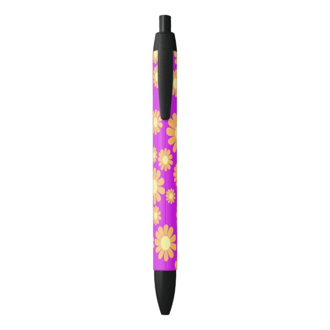 Daisy Orange Magenta Black Ink Pen (Back (Vertical))