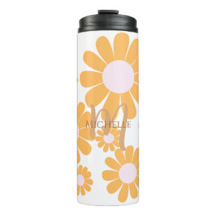 Daisy Orange Monogram Thermal Tumbler