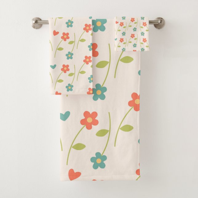 Daisy Pattern Bath Towel Set (Insitu)