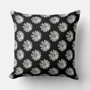 Daisy Pattern - Black and White Cushion