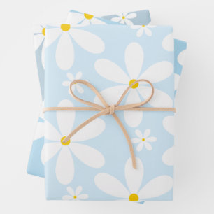 Daisy Pattern (Blue) Wrapping Paper Sheet