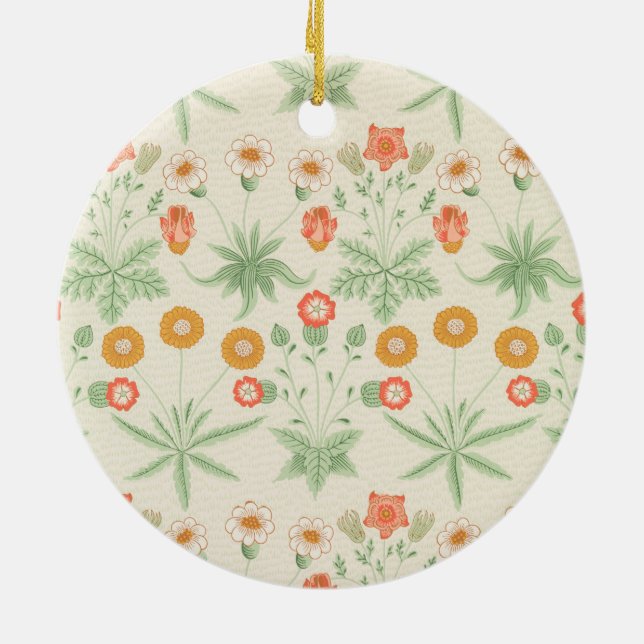 Daisy Pattern (by William Morris) Ceramic Ornament (Back)